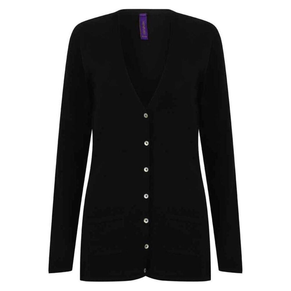 Henbury Womens/Ladies Cotton Acrylic V Neck Cardigan / Black